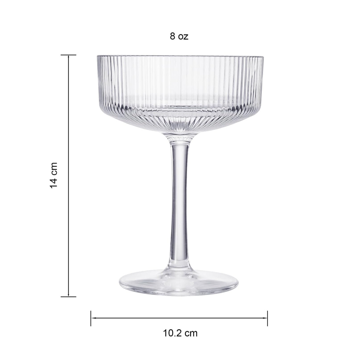 Barcelona Ribbed Acrylic Coupe Glassware, Set of 4