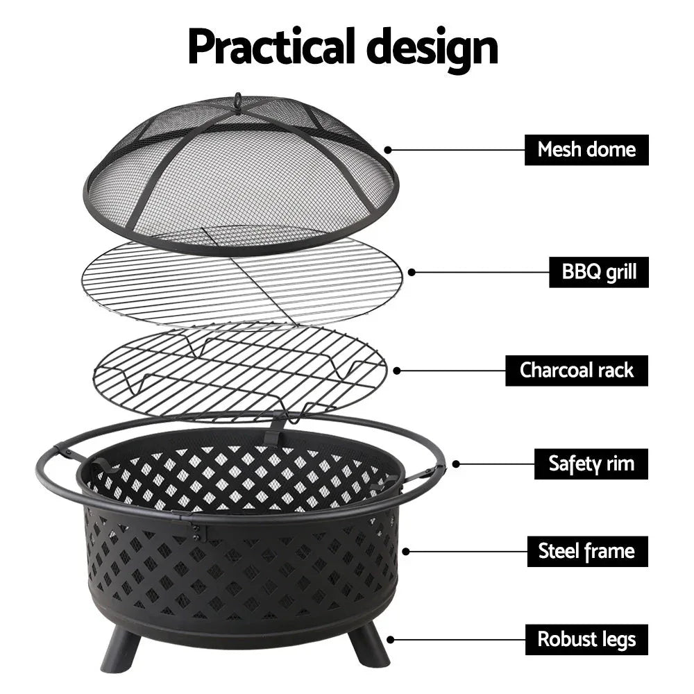 Grillz 2-in-1 30" Fire Pit & BBQ Grill