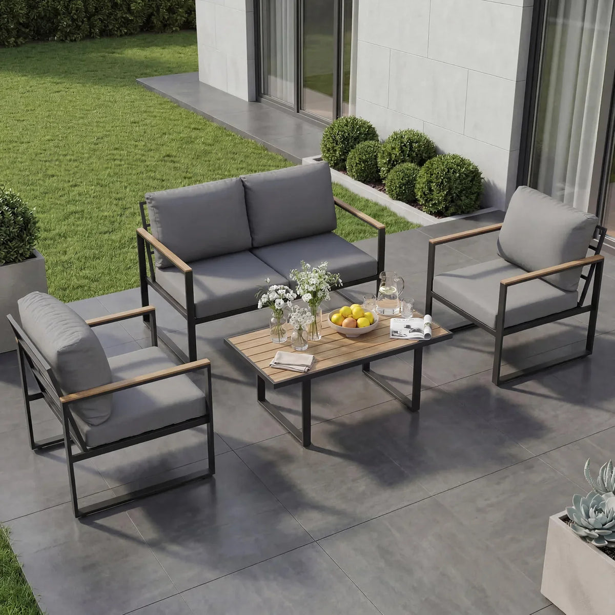 Modern 4-Piece Outdoor Patio Furniture Set