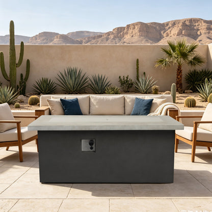 60 inch Dark Grey Rectangular Propane Fire Pit Table