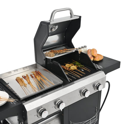 4-Burner Gas Grill & Griddle Combo with Pizza Pan – 49,200 BTU