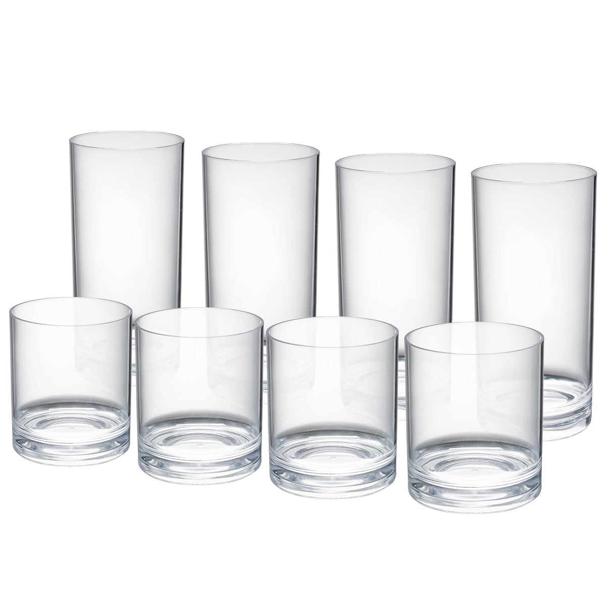 Barcelona Acrylic Lowball &amp; Highball Glassware – Clear, Set of 8