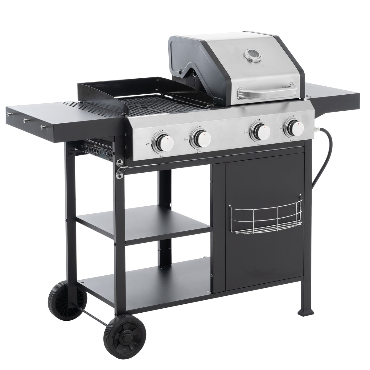 4-Burner Gas Grill & Griddle Combo with Pizza Pan – 49,200 BTU