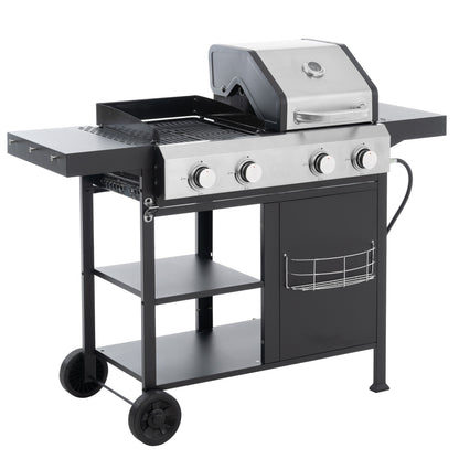 4-Burner Gas Grill & Griddle Combo with Pizza Pan – 49,200 BTU