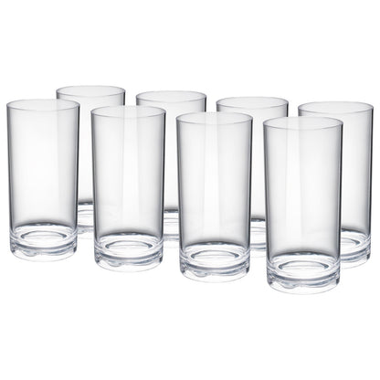Barcelona Acrylic Highball Glassware – Clear, Set of 8