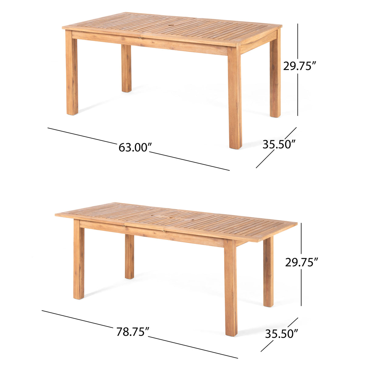 7-Piece Expandable Acacia Wood & Rope Outdoor Dining Set – Seats 6