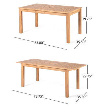 7-Piece Expandable Acacia Wood & Rope Outdoor Dining Set – Seats 6