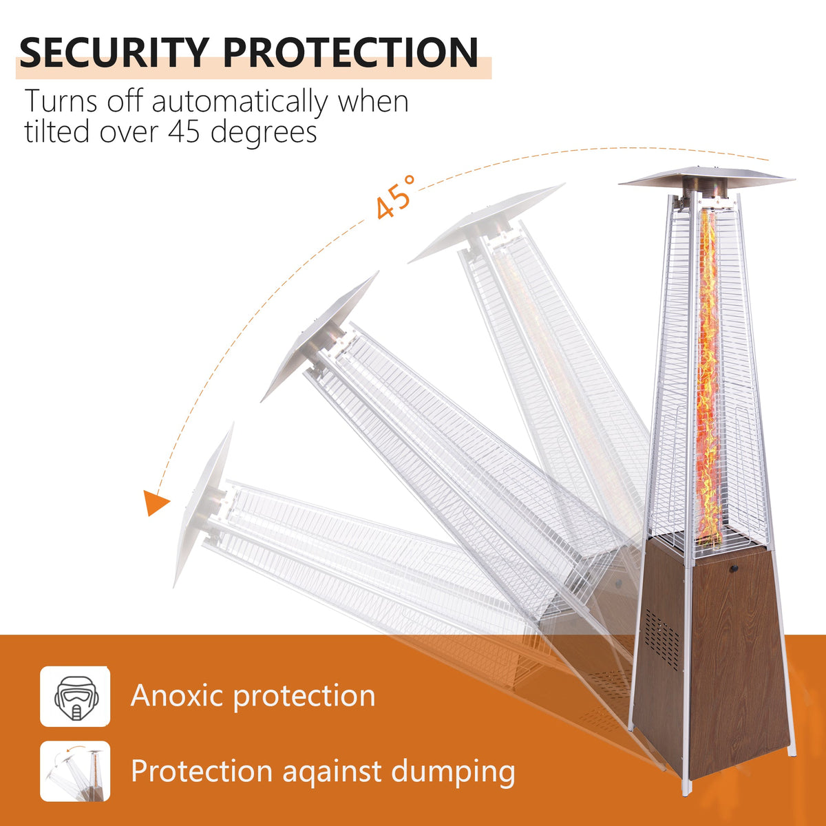 48,000 BTU Stainless Steel Pyramid Propane Patio Heater