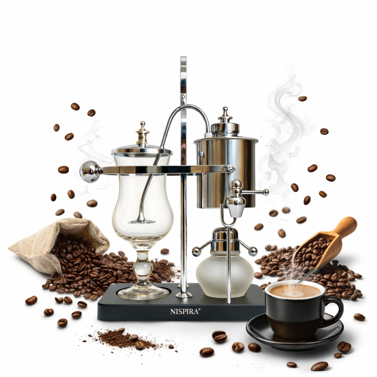 Nispira Vintage Belgian Syphon Coffee Maker – Silver
