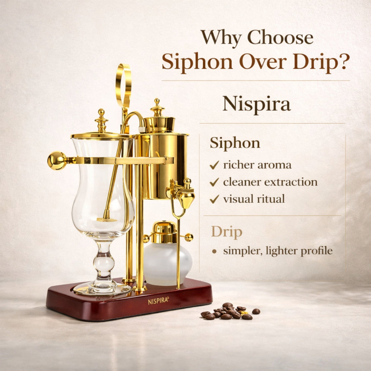 Nispira Vintage Belgian Syphon Coffee Maker – Gold