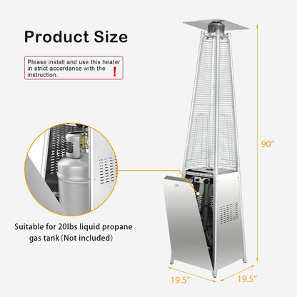 DirectDeals 42,000 BTU Pyramid Patio Heater with Glass Flame Tube - Lavista Moderna