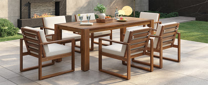 7-Piece Acacia Wood Outdoor Dining Set with Bench Seating &amp; Cushions