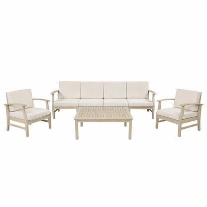 Perla Acacia Natural Wood Outdoor Patio set - Seating 6 with Coffee Table