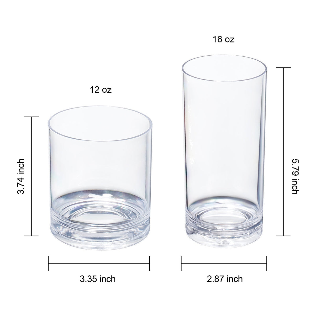 Barcelona Acrylic Lowball &amp; Highball Glassware – Clear, Set of 8