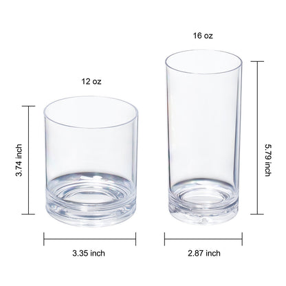 Barcelona Acrylic Lowball &amp; Highball Glassware – Clear, Set of 8