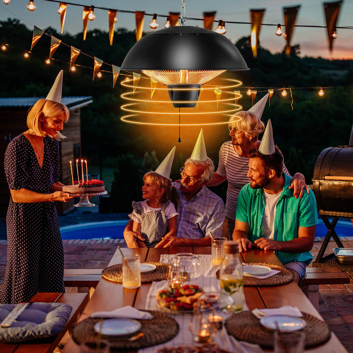 1500W 360° Electric Hanging Patio Heater