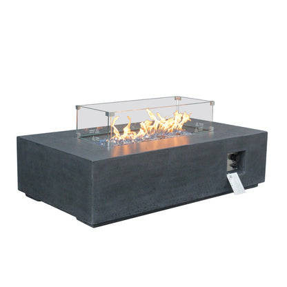 52-Inch Outdoor Concrete Propane Fire Pit Table – 65,000 BTU, Dark Gray