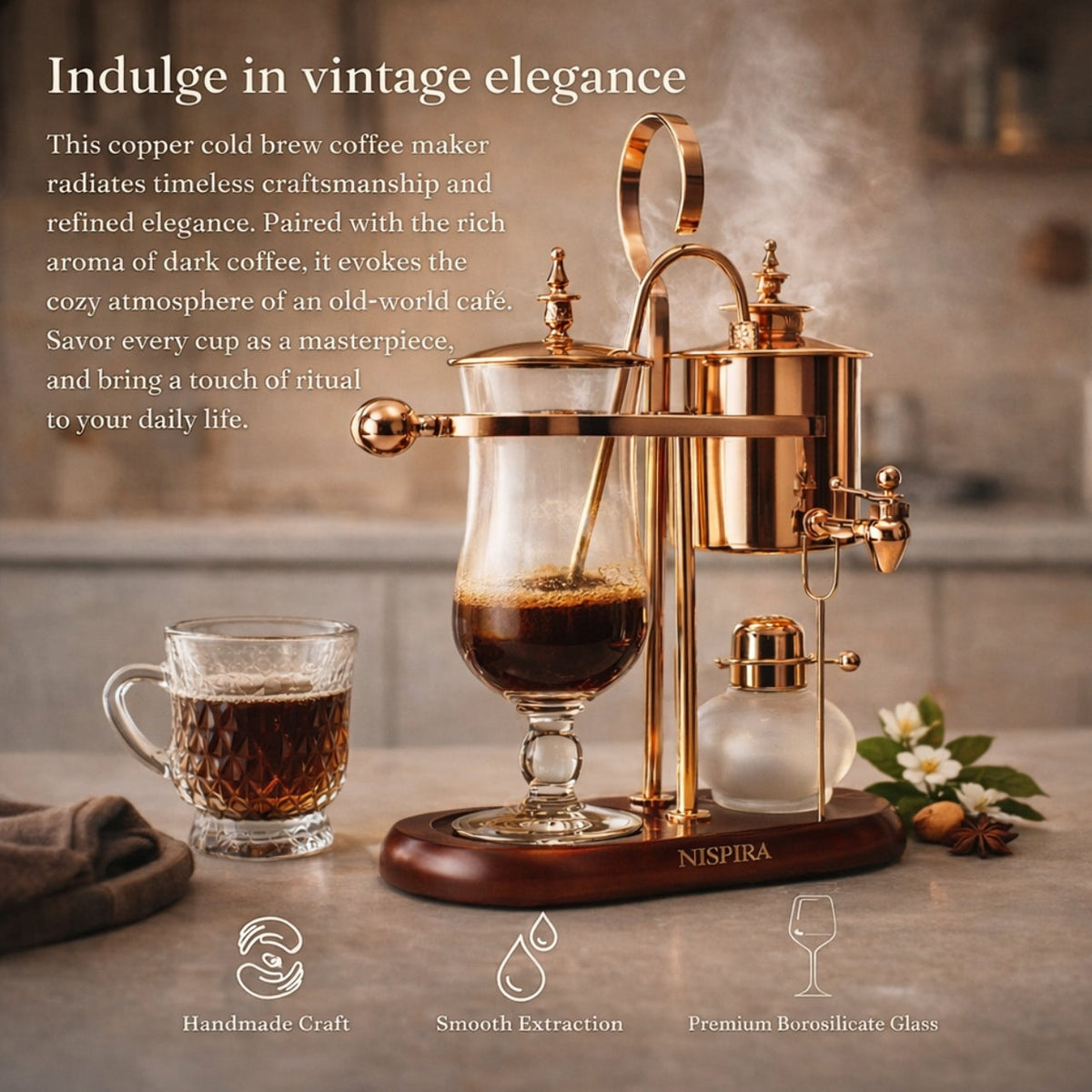Nispira Vintage Belgian Syphon Coffee Maker – Copper