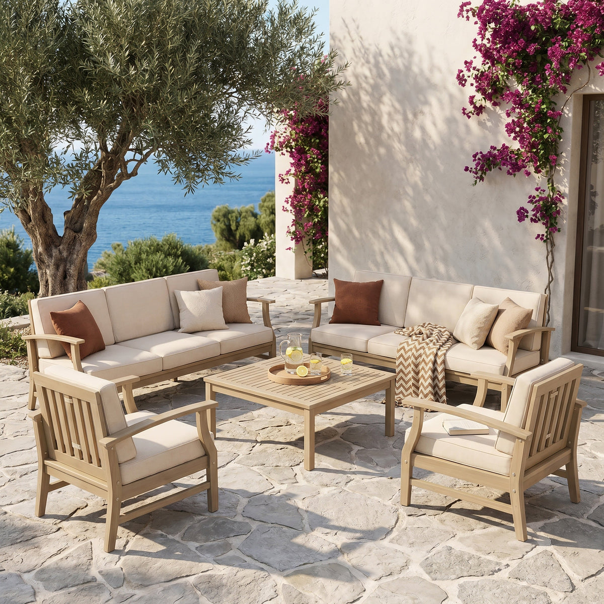 Perla 9-Piece Acacia Wood Outdoor Conversation Set - Seats 8