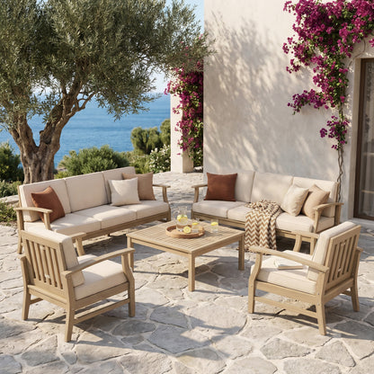 Perla 9-Piece Acacia Wood Outdoor Conversation Set - Seats 8