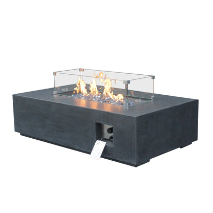 52-Inch Outdoor Concrete Propane Fire Pit Table – 65,000 BTU, Dark Gray