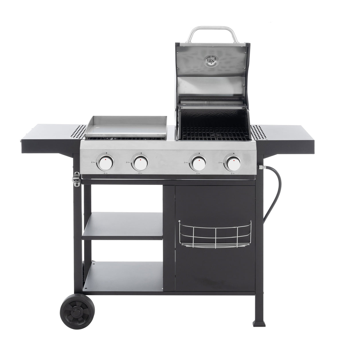 4-Burner Gas Grill & Griddle Combo with Pizza Pan – 49,200 BTU