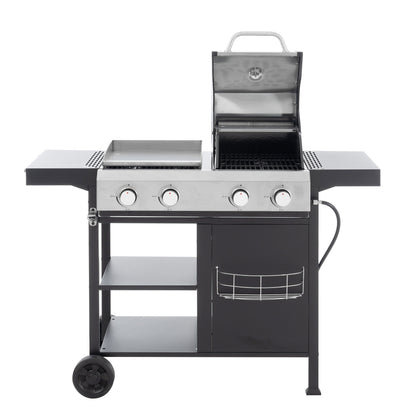 4-Burner Gas Grill & Griddle Combo with Pizza Pan – 49,200 BTU
