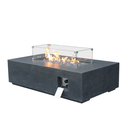 52-Inch Outdoor Concrete Propane Fire Pit Table – 65,000 BTU, Dark Gray