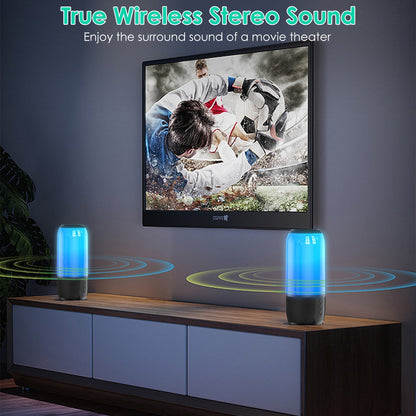 LJG Wireless Portable Stereo Speaker with Color-Changing Lights