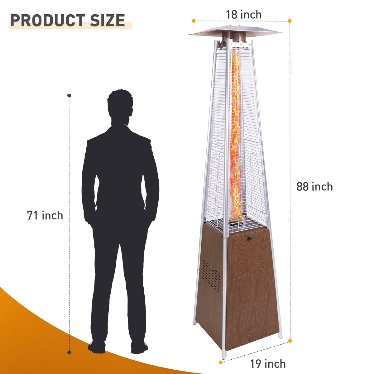 48,000 BTU Stainless Steel Pyramid Propane Patio Heater