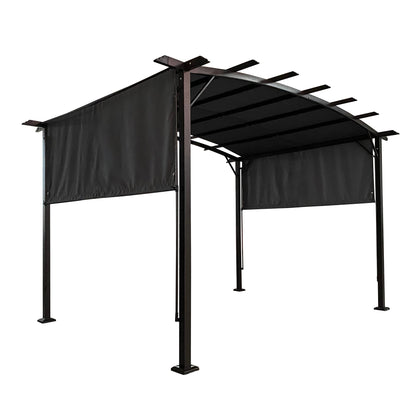 12 x 9 Ft Steel Outdoor Pergola with Retractable Shade Canopy