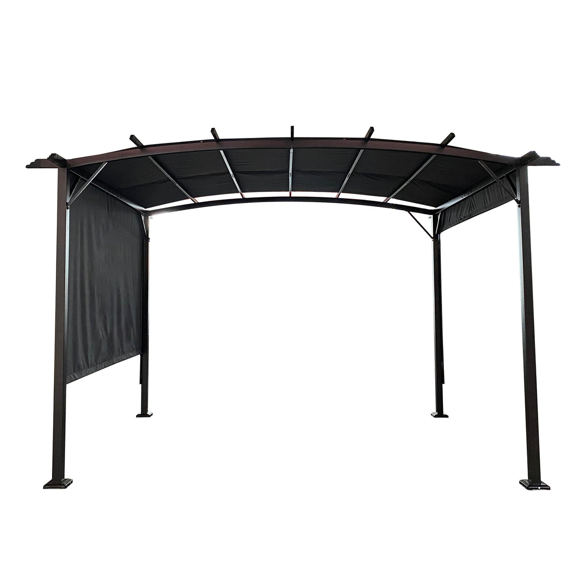 12 x 9 Ft Steel Outdoor Pergola with Retractable Shade Canopy