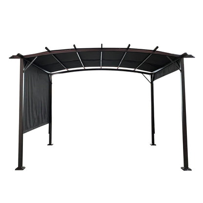 12 x 9 Ft Steel Outdoor Pergola with Retractable Shade Canopy