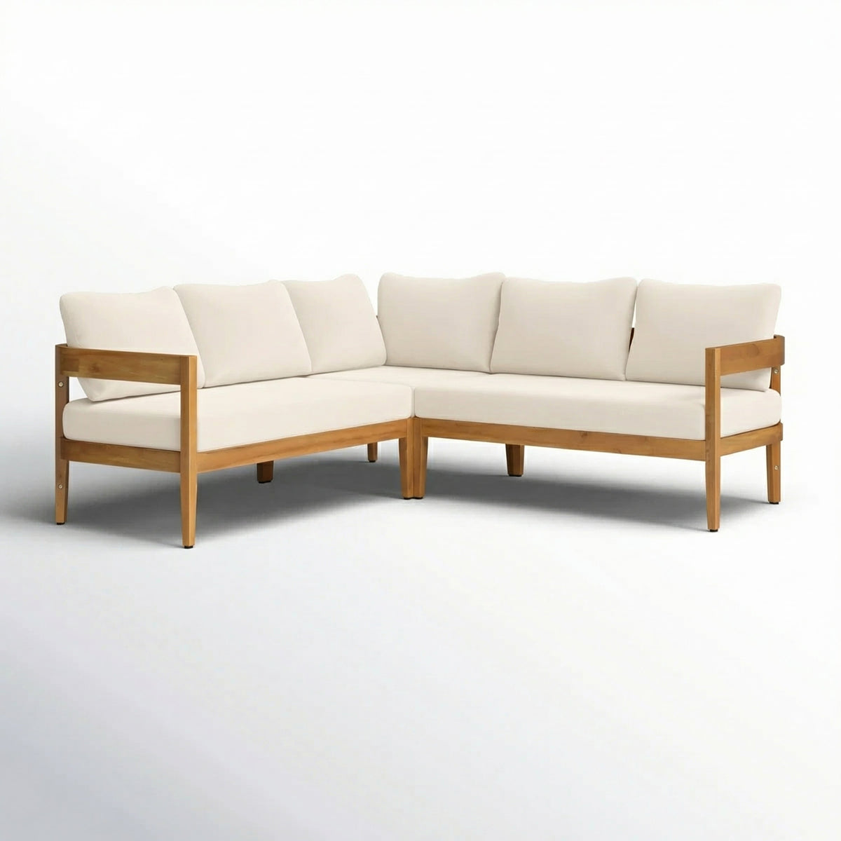 Brooklyn 3-Pieces Acacia Wood & Wicker Outdoor Sectional - Seats 5