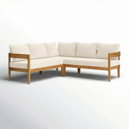 Brooklyn 3-Pieces Acacia Wood & Wicker Outdoor Sectional - Seats 5