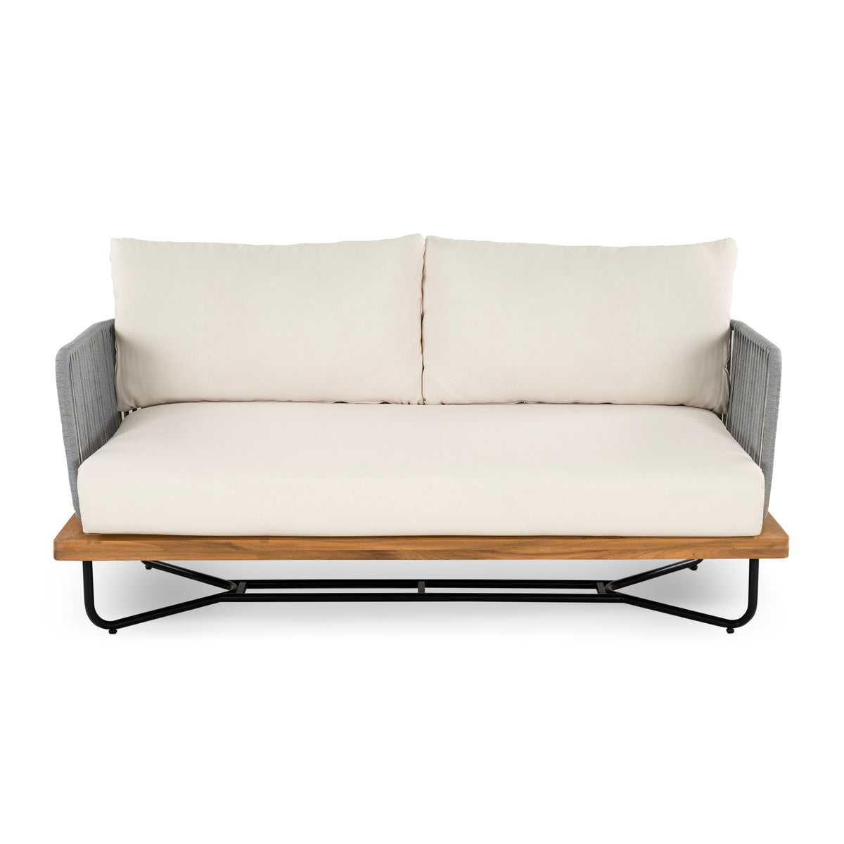 Lucca Acacia Wood & Woven Rope Outdoor Conversation Set - Seating 6