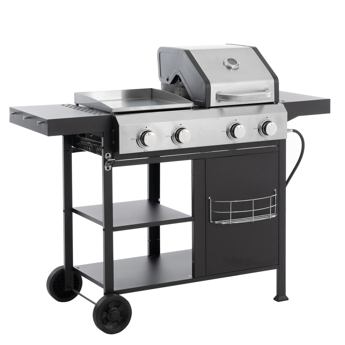 4-Burner Gas Grill & Griddle Combo with Pizza Pan – 49,200 BTU