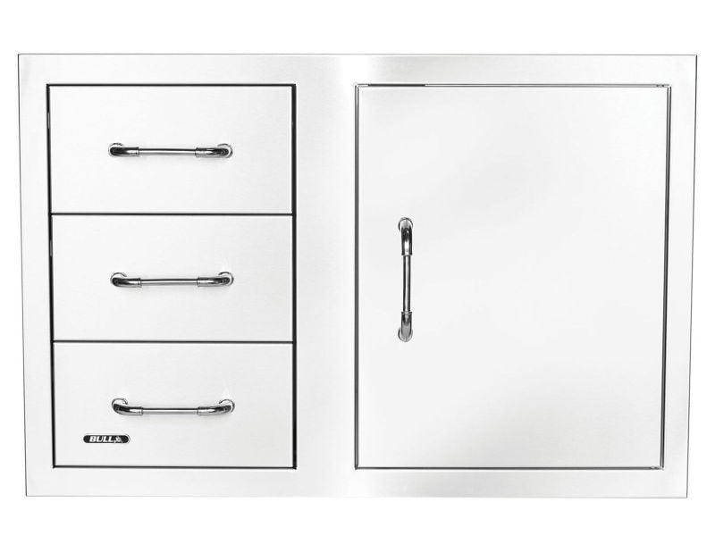 Bull 33" Stainless Steel 3-Drawer & Door Combo – Soft Close Drawers