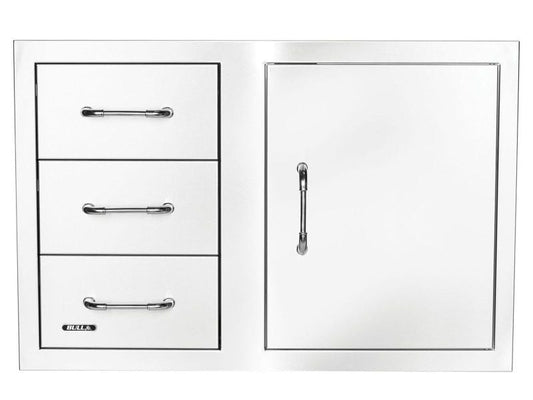 Bull 33" Stainless Steel 3-Drawer & Door Combo – Soft Close Drawers