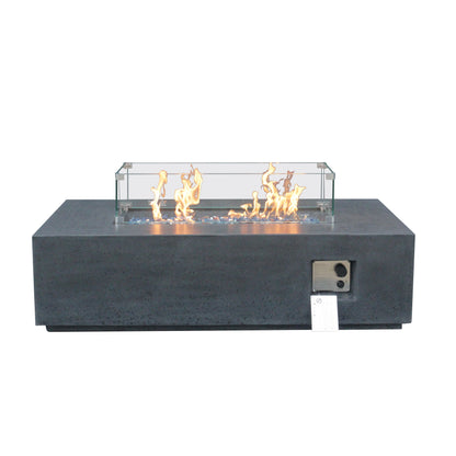 52-Inch Outdoor Concrete Propane Fire Pit Table – 65,000 BTU, Dark Gray
