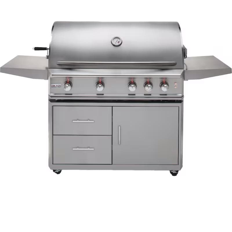 Blaze Professional 44-Inch 4-Burner Freestanding Gas Grill with Stainless Steel Cart with Rotisserie
