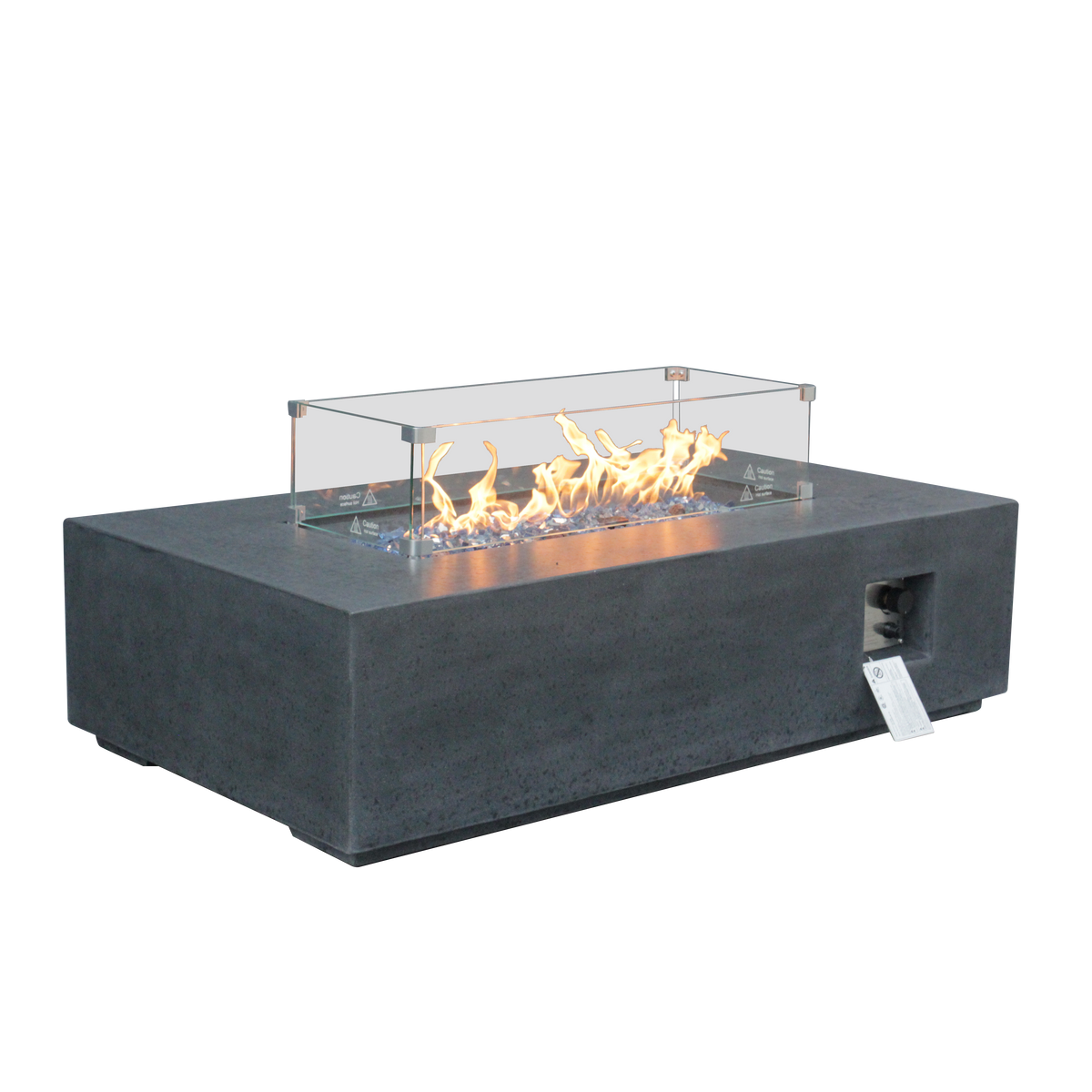 52-Inch Outdoor Concrete Propane Fire Pit Table – 65,000 BTU, Dark Gray