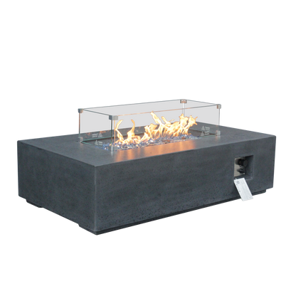 52-Inch Outdoor Concrete Propane Fire Pit Table – 65,000 BTU, Dark Gray