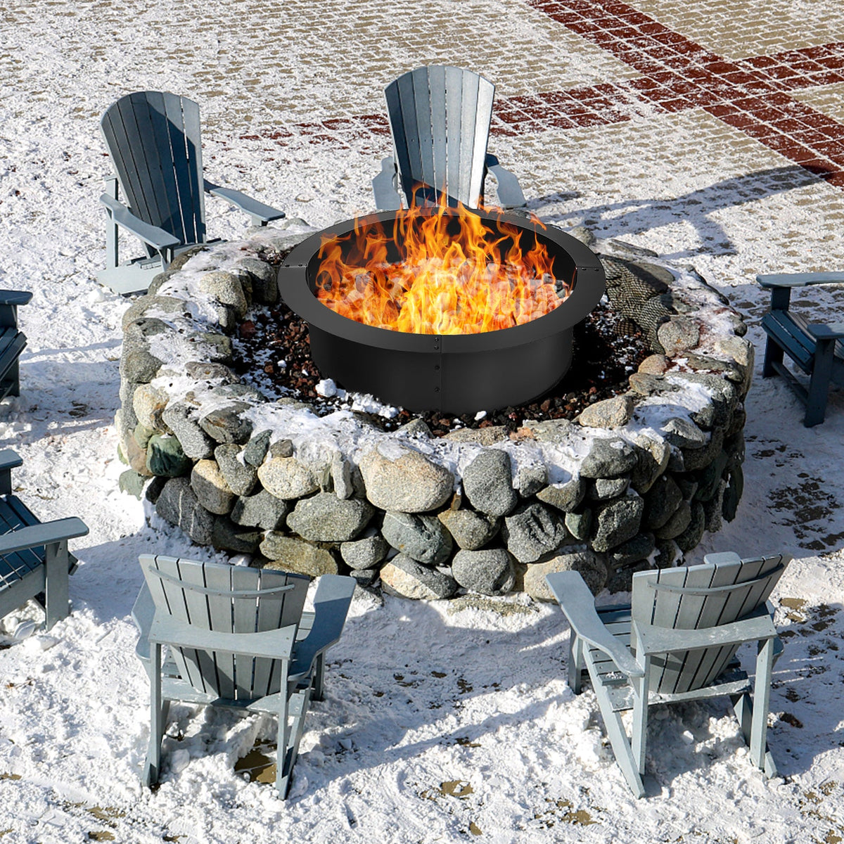 DirectDeals 36-Inch Heavy-Duty Steel Fire Pit Ring – DIY Outdoor Fire Ring