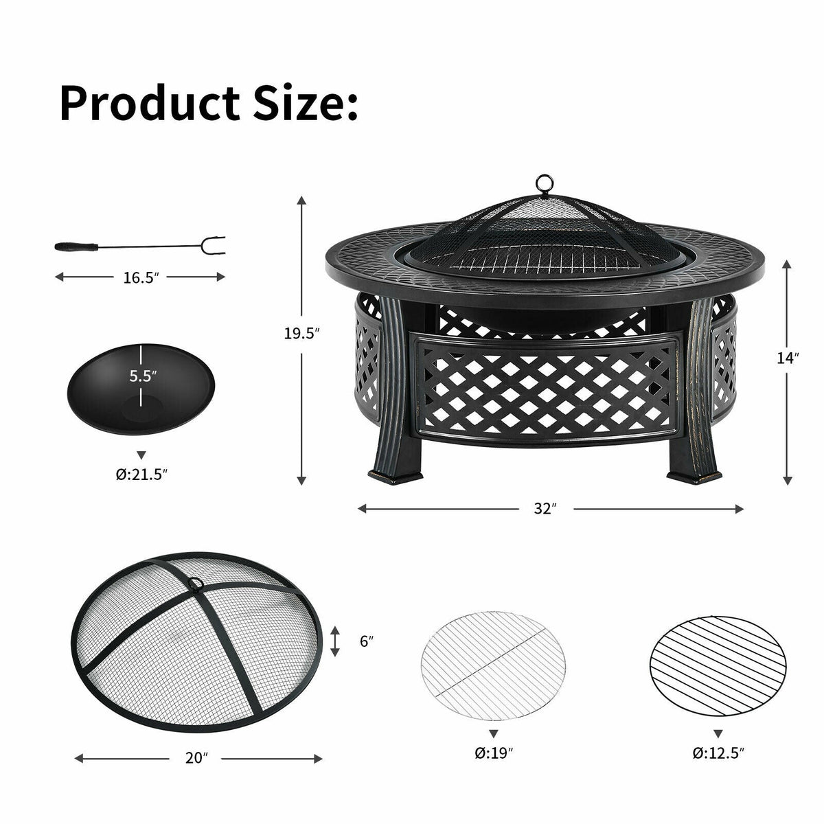 DirectDeals Outdoor Fire Pit with BBQ Grill – Multifunctional Steel Fire Pit