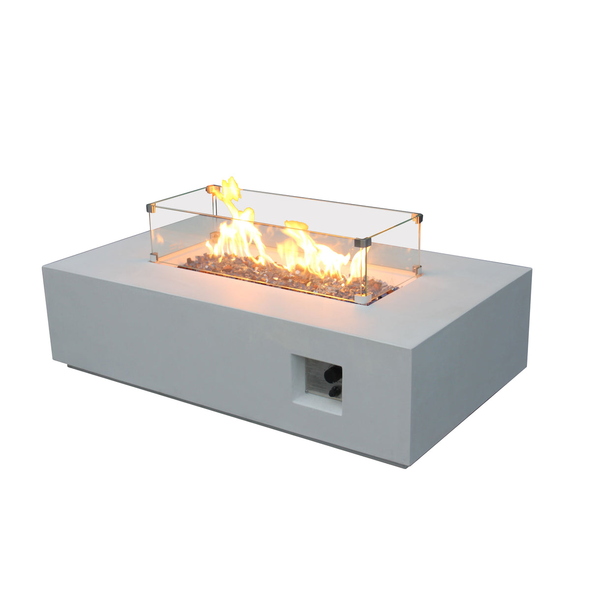 52-Inch Outdoor Concrete Propane Fire Pit Table – 65,000 BTU, Antique White