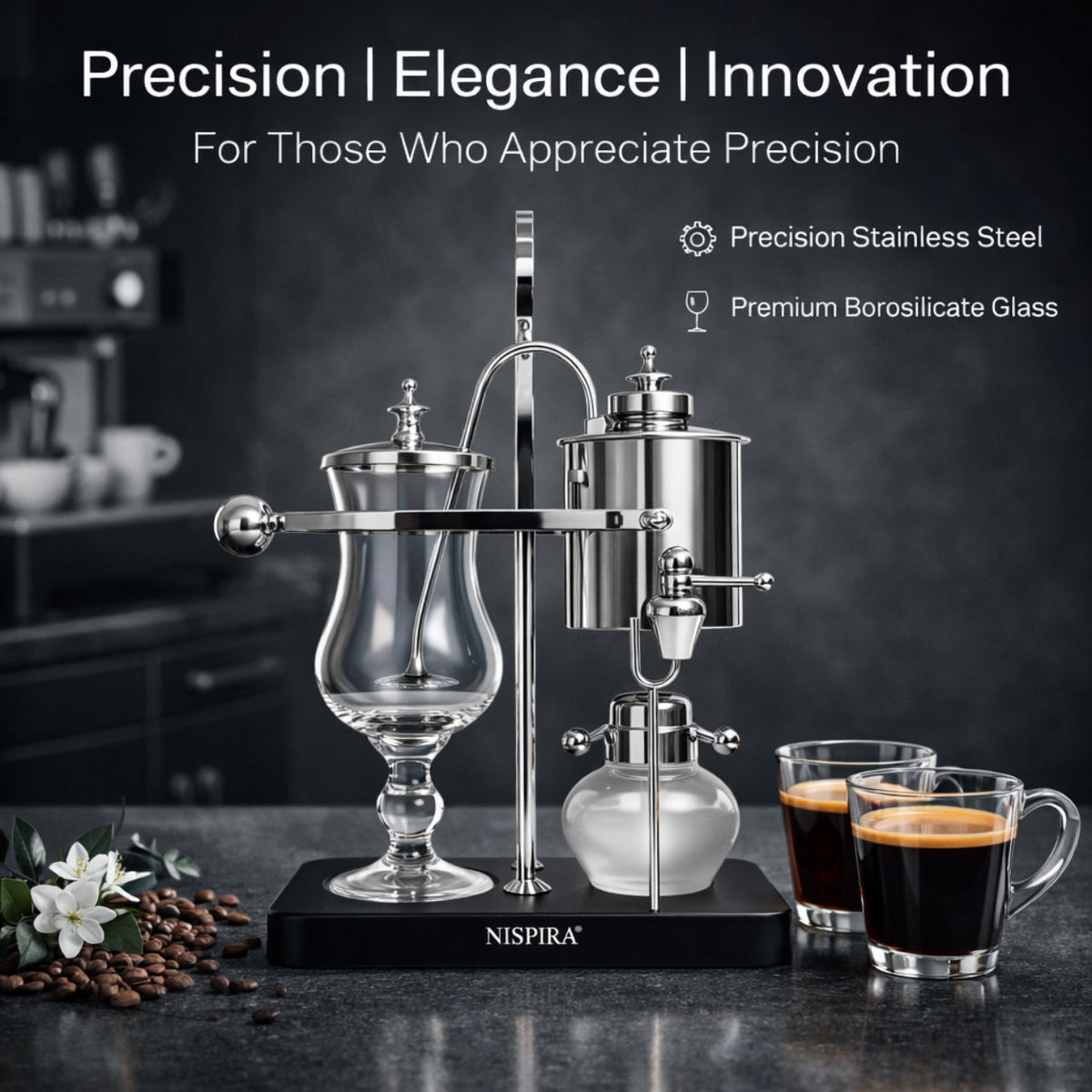Nispira Vintage Belgian Syphon Coffee Maker – Silver