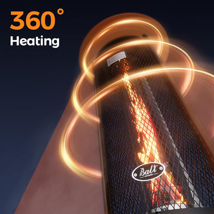 Propane Patio Heater, Stainless Steel Standing, 36,000 Btus Portable Commercial Outdoor Gas Patio Heater with Glass Tube for Deck, Garden and Porch, Brown