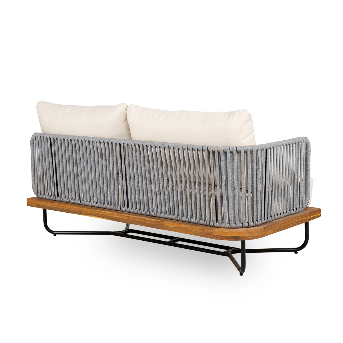 Lucca Acacia Wood & Woven Rope Outdoor Conversation Set - Seating 6
