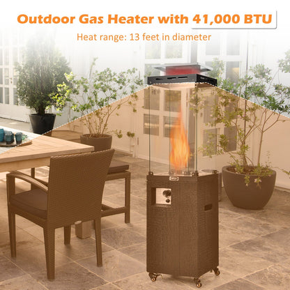 DirectDeals 41,000 BTU Propane Patio Heater with Glass Flame Display